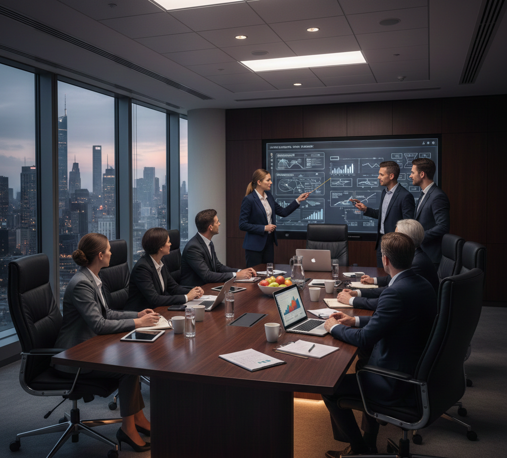 Executive boardroom strategy session